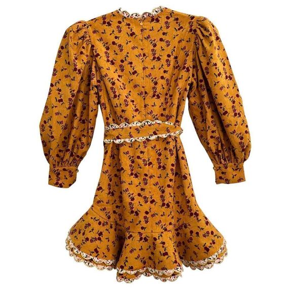 CeliaB Alder Puff Sleeve Floral Mini Dress Yellow Women’s Size Medium - Picture 6 of 10